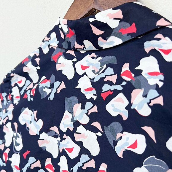COS 100% Cotton Button Up Down Shirt Top Blouse Abstract Floral Navy Blue 2 $120 - Picture 12 of 13